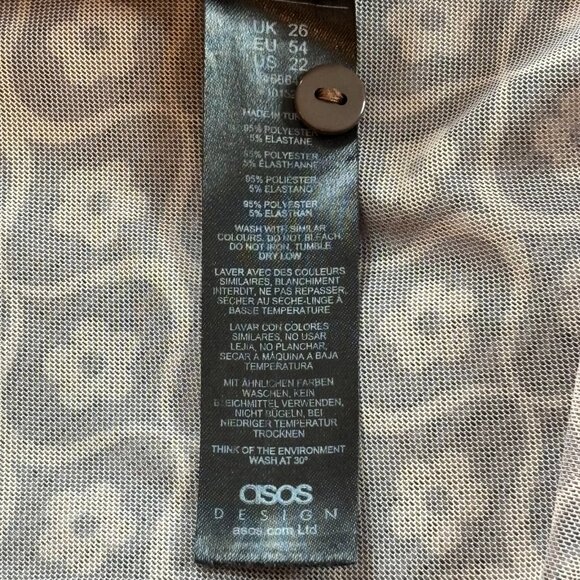 Asos Curve Womens Top Size 22 Geometric Button Up Mesh Retro MOD Career 18131 - Picture 7 of 8